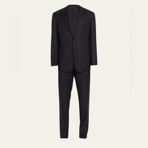 Armani Collezioni Black Wool Pinstripe Men’s Two Button Suit Size 50S NWT